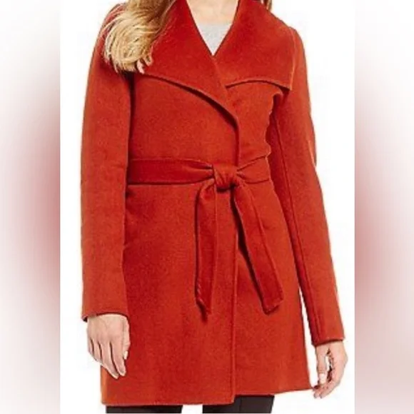 Antonio Melani Wool Wrap Coat in Rust - Picture 1 of 5